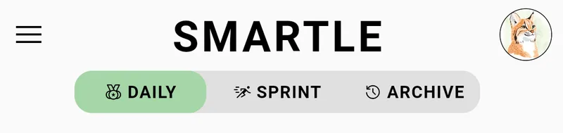 Smartle mode switcher with Daily, Sprint, and Archive tabs